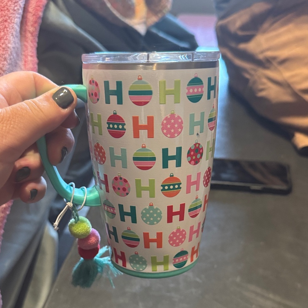 Holiday Ornament Tumbler with Teal Accents